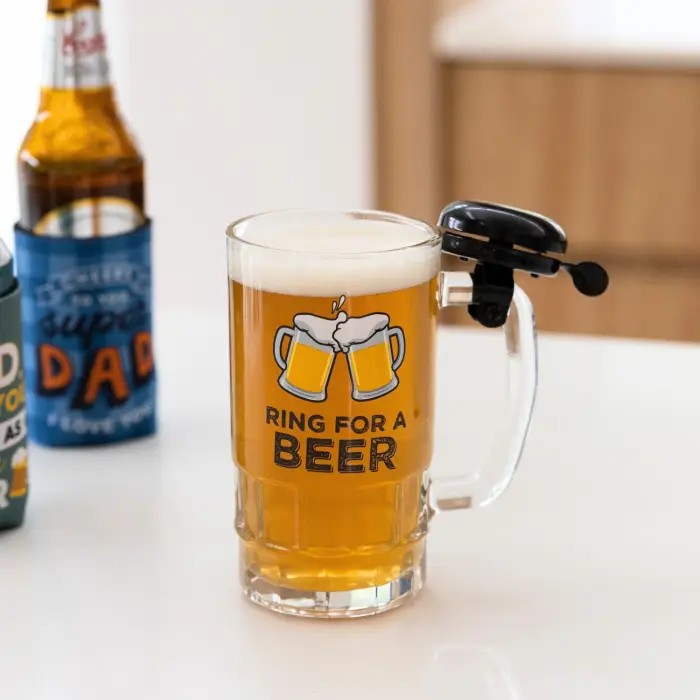 Out Of The Blue Beer Glass with Bell | Fun Gift for Dad 500ml