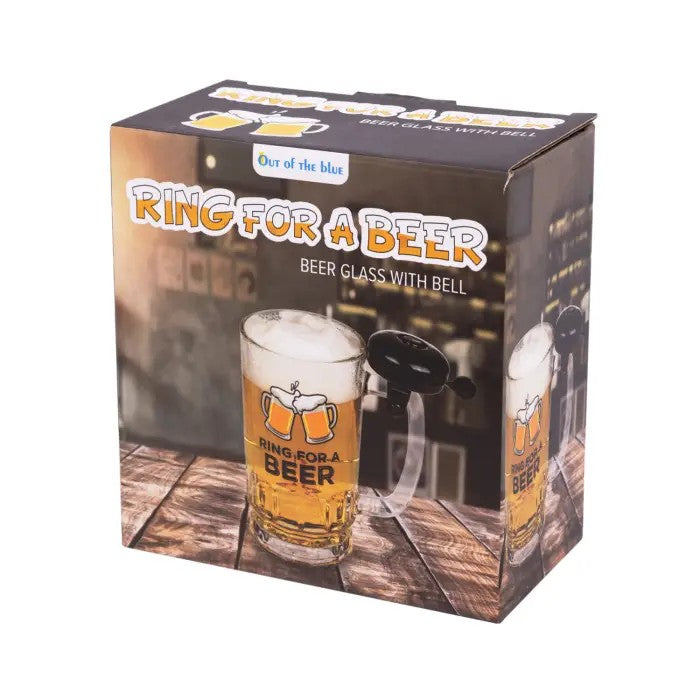 Out Of The Blue Beer Glass with Bell | Fun Gift for Dad 500ml