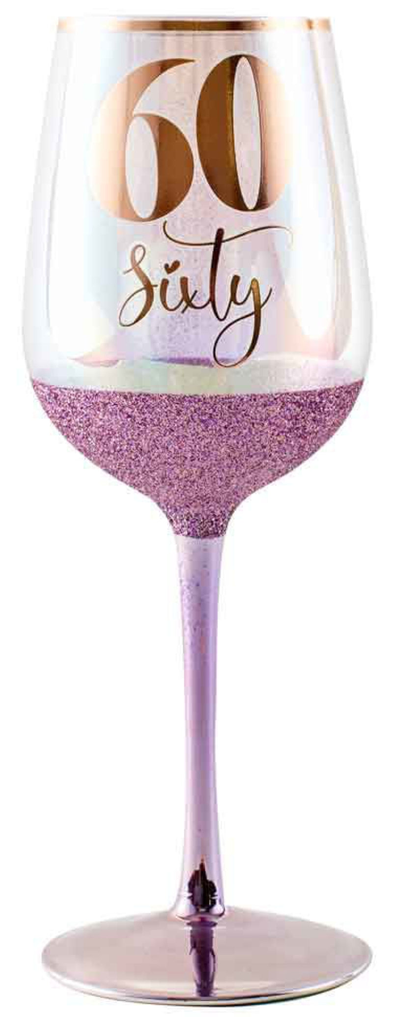 Glitterati 600 ml Purple Stemless Wine Glass – Premium 60th Birthday Party Glassware