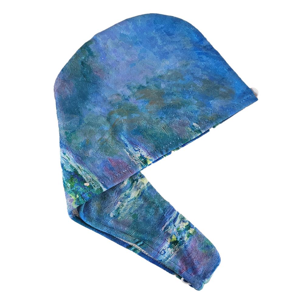 BLU- HEN Monet Water Lilies – Microfiber Hair Wrap Towel