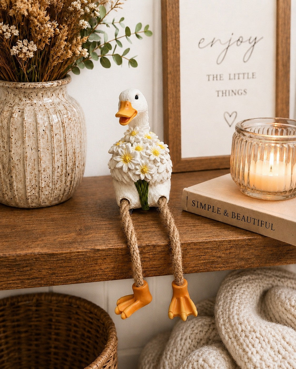 Duck Highlander Shelf Sitter – Resin Yellow Rock Farmhouse Decor