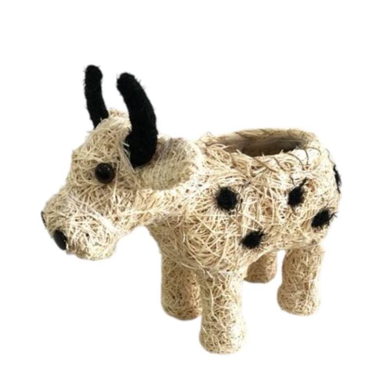 Cow Pot Holder Yellow Rock  Decorative Planter Accent