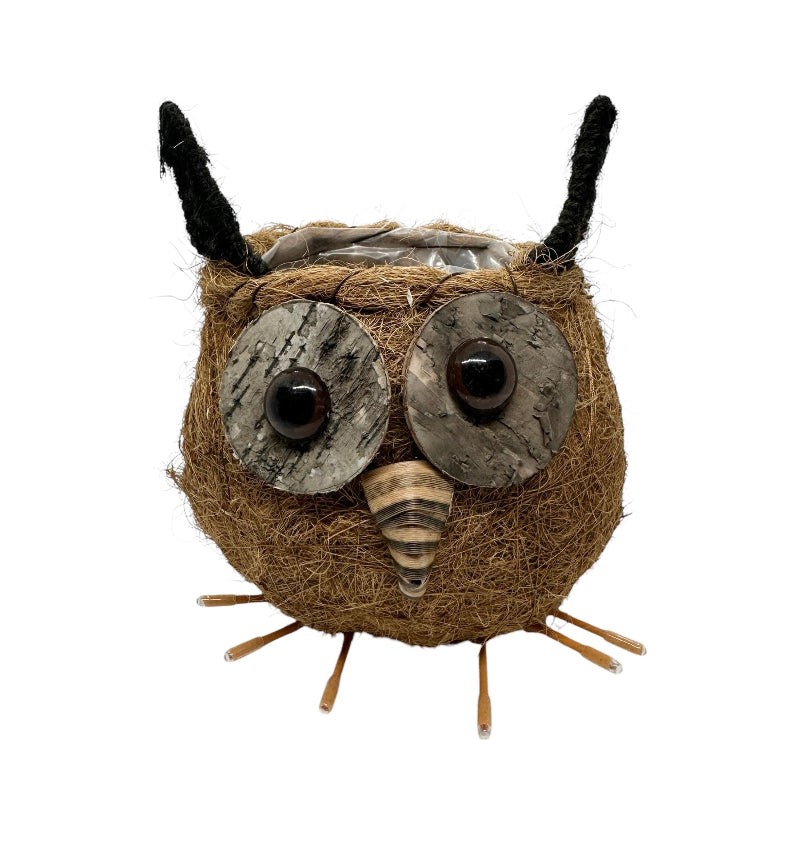 Owl Pot Holder – Yellow Rock Coir Planter Accent