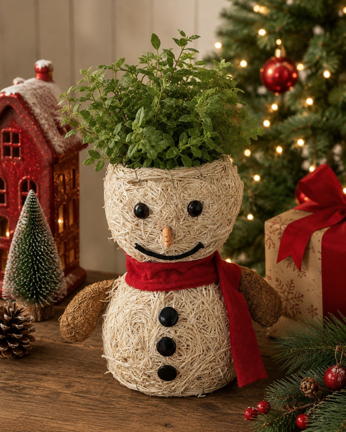 Snowman Pot Holder – Coir Christmas Plant Pot Holder
