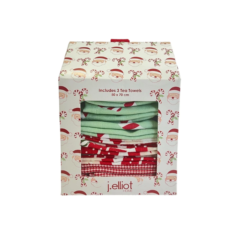 Festive Noel Gift Set of 3 Tea Towels – Multi