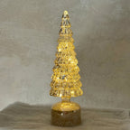 31cm Rotating LED Glass Christmas Tree – Mercury Finish