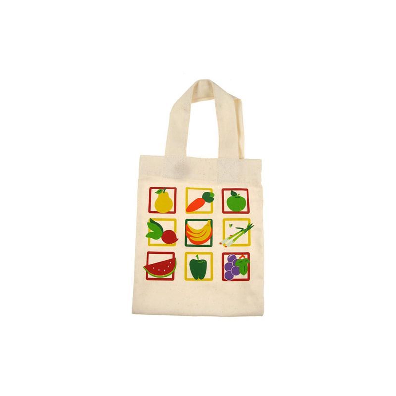 Wooden Fruit & Veggie Bag – Kids’ Pretend‑Play Grocery Tote with Colorful Fruit Prints