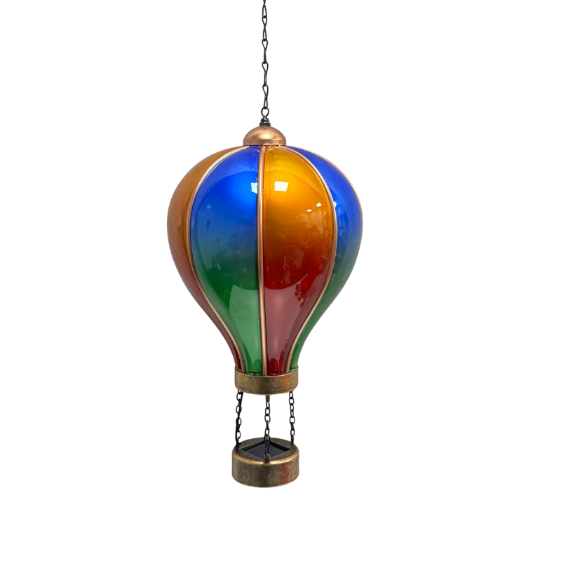 Hot Air Balloon Blue & Yellow Large Solar Lamp – Outdoor Decorative Light