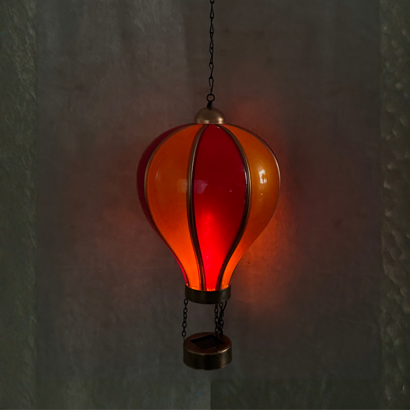 Hot Air Balloon Red & Yellow (Large) – Decorative Accent | Solar Lamp
