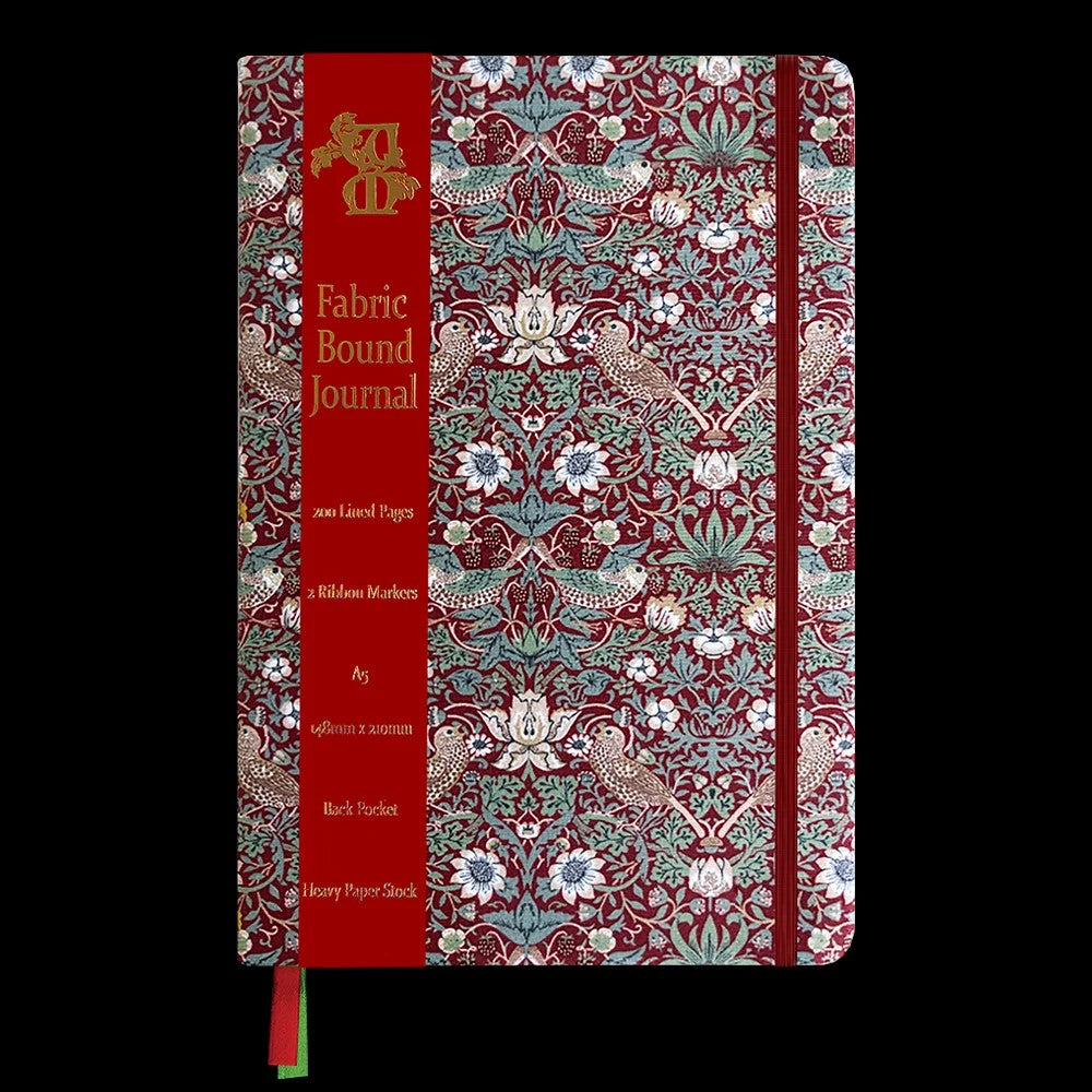 A5 Strawberry Thief Red Lined Journal – William Morris