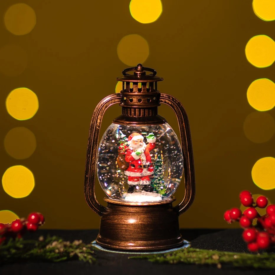 Snowing Petite Santa Oil Lantern – Christmas Decoration