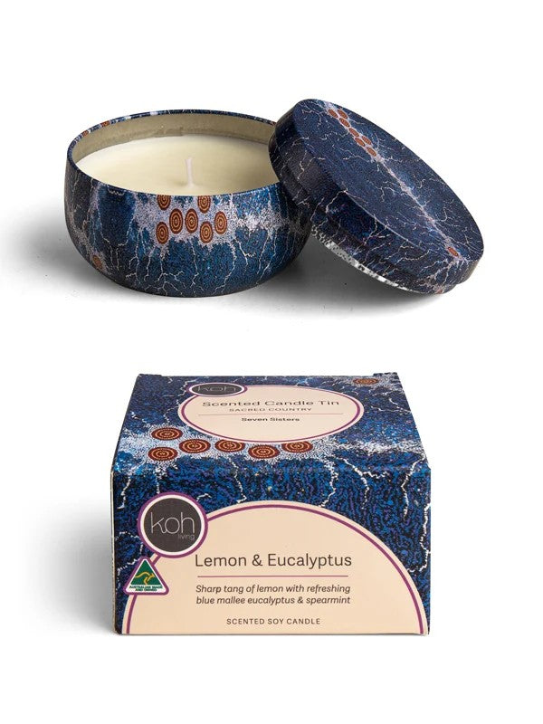 Aboriginal Scented Lemon & Eucalyptus Candle Tin 170g