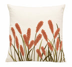 Coral Pink Pampas Grass Cushion – Embroidered Cotton Home Decor