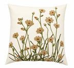 Beige Wildflowers Cushion – Embroidered Cotton Home Decor