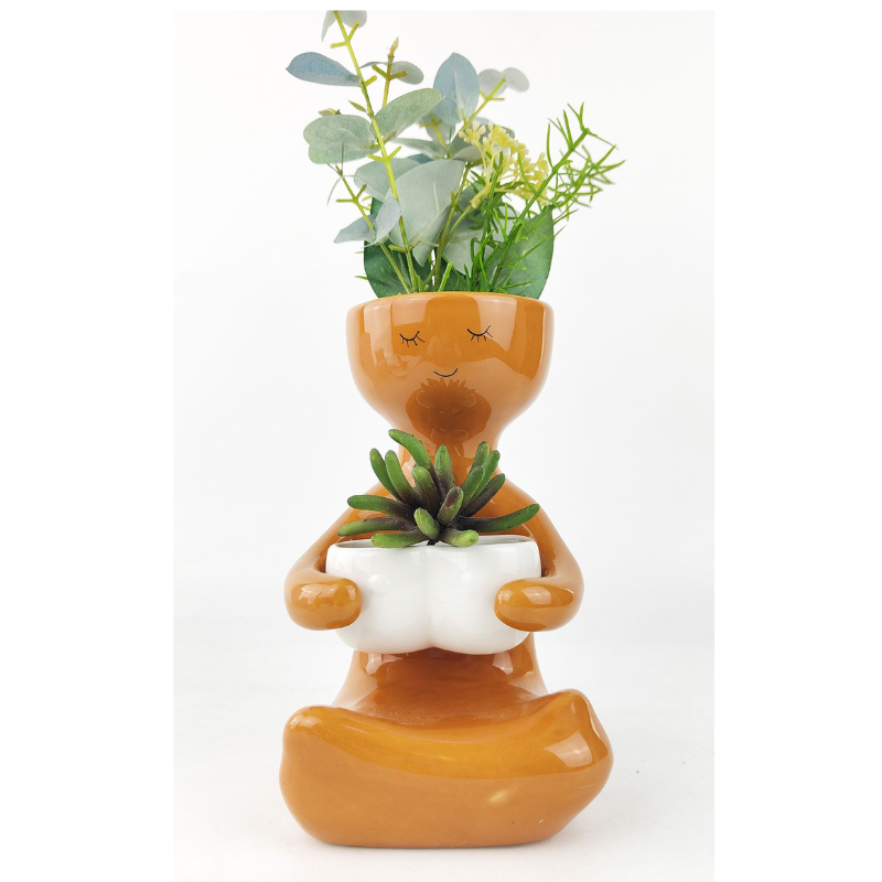 Kinky Lady Person Holding a Pot Planter | Quirky Ceramic Planter 30 × 20 × 16 cm