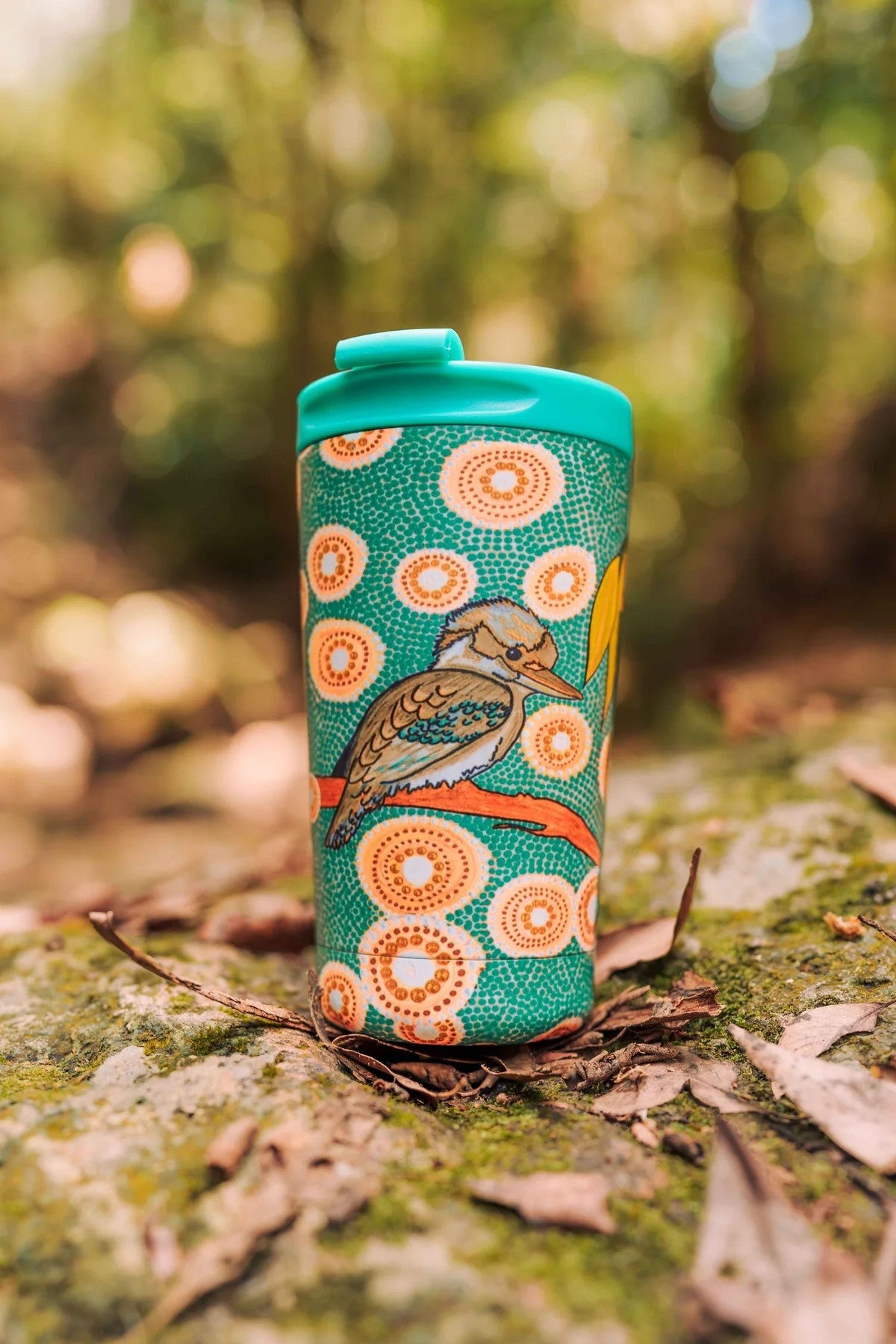 Aboriginal Kookaburra Insulated Stainless Steel Travel Mug, 350ml
