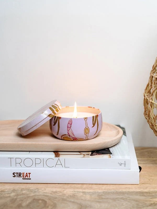 Aboriginal Sweet Pea & Rose Myrtle Scented Candle Tin, 170g