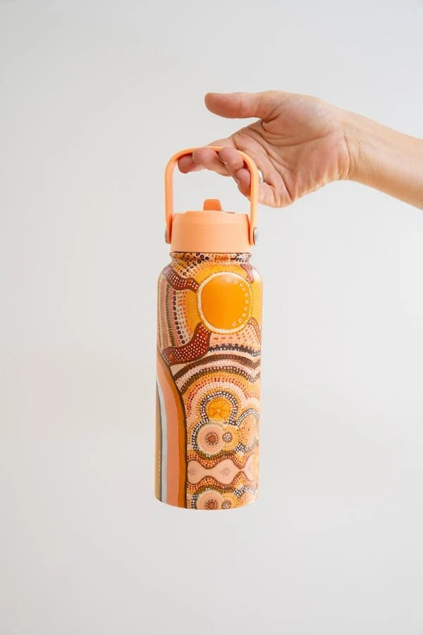 Aboriginal Journeys in the Sun Insulated Stainless Steel Water Bottle 1L