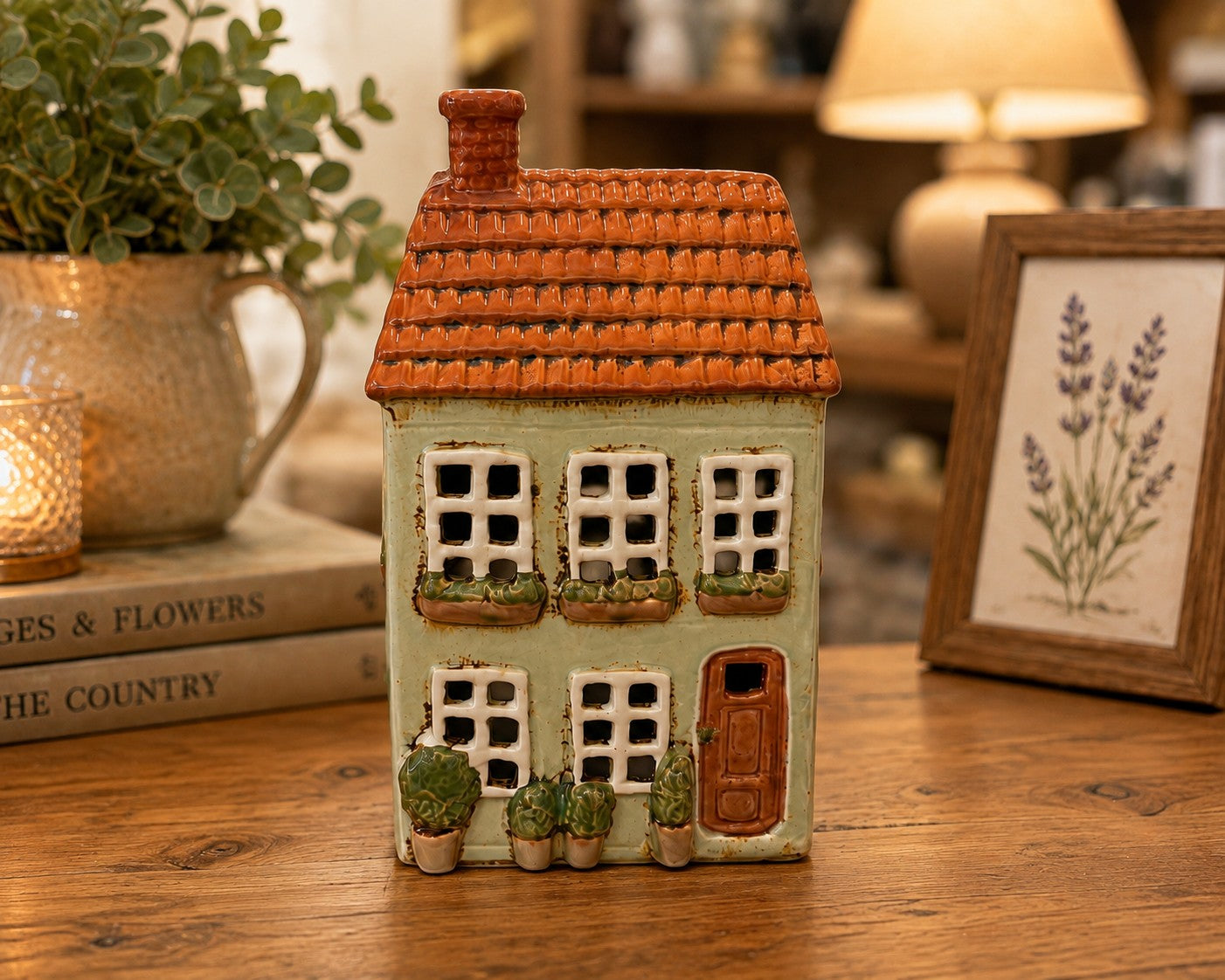 Stoneware Village Tealight House – Potted Plants Green House
