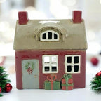 Christmas House & Presents Ceramic Tealight Holder