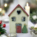 Christmas Heart House Ceramic Tealight Holder