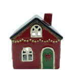 Christmas House with String of Lights Ceramic Tealight Holder