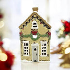 Yellow Christmas House Ceramic Tealight Holder