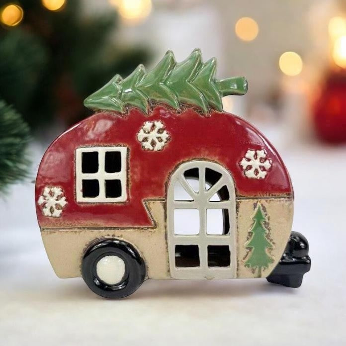 Christmas Caravan Ceramic Tealight Holder
