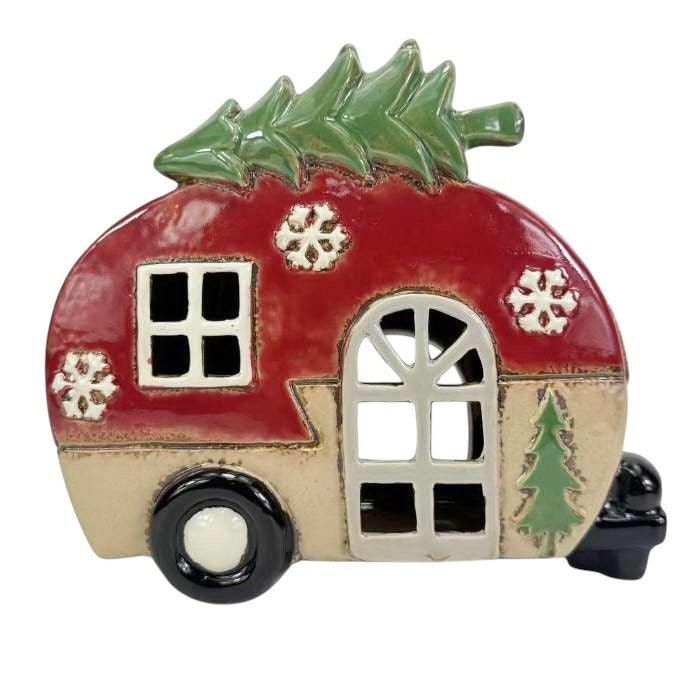 Christmas Caravan Ceramic Tealight Holder