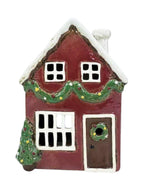Christmas House with Garland Ceramic Tealight Holder
