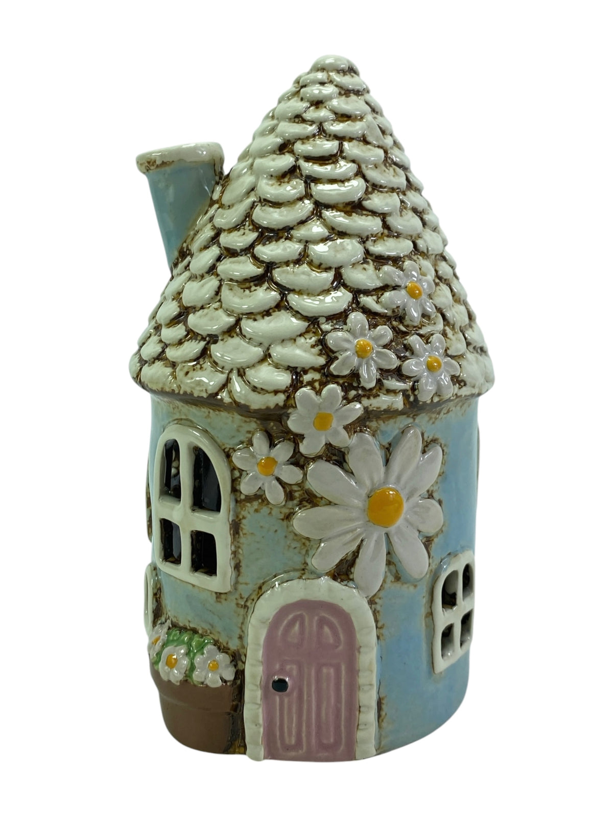 Blue Daisy Cottage Ceramic Tealight Holder
