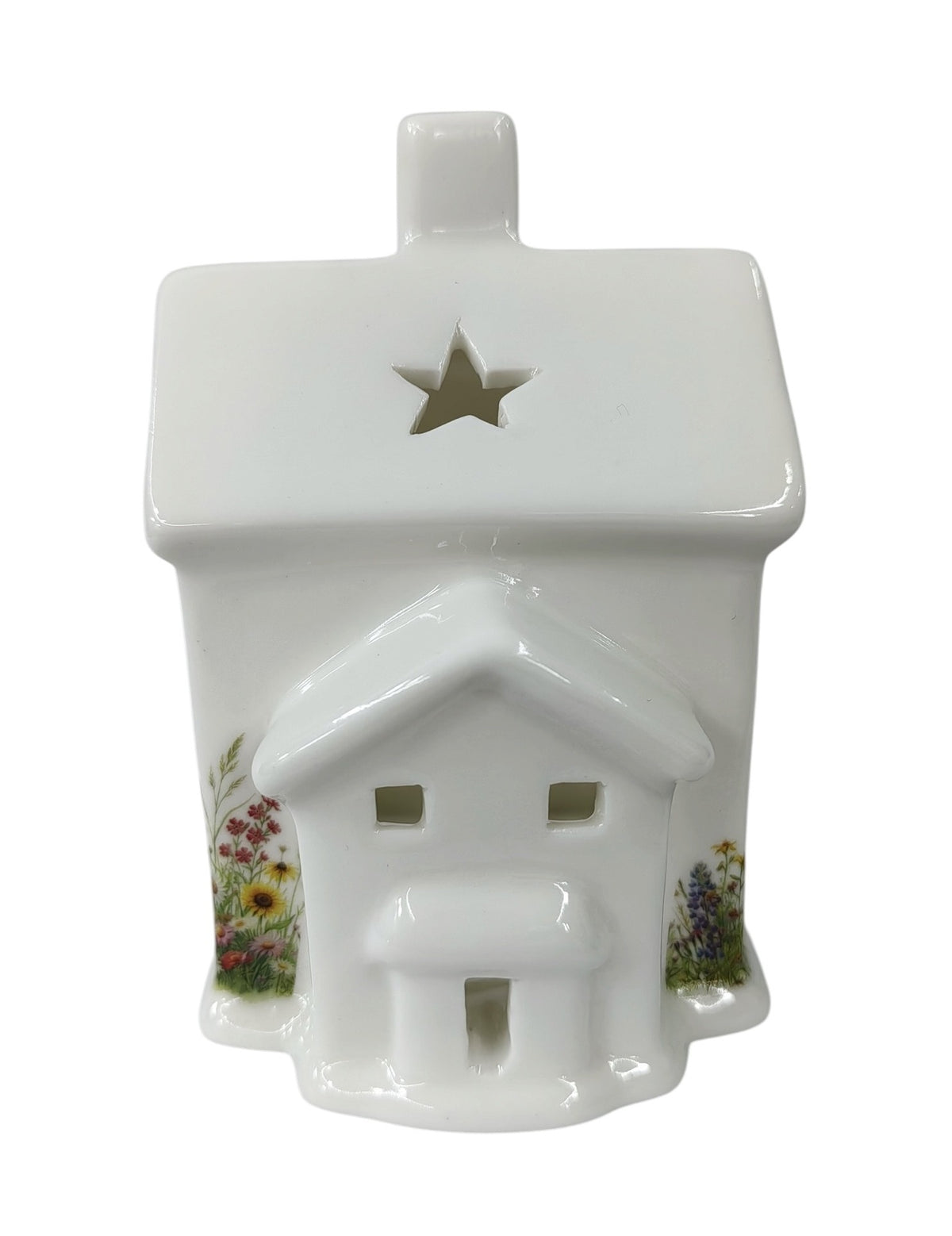 Floral Church Tealight Holder – Ceramic Yellow Rock Home Decor