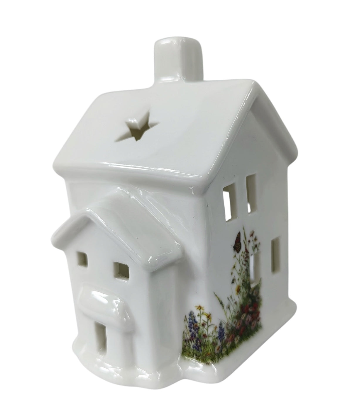 Floral Church Tealight Holder – Ceramic Yellow Rock Home Decor