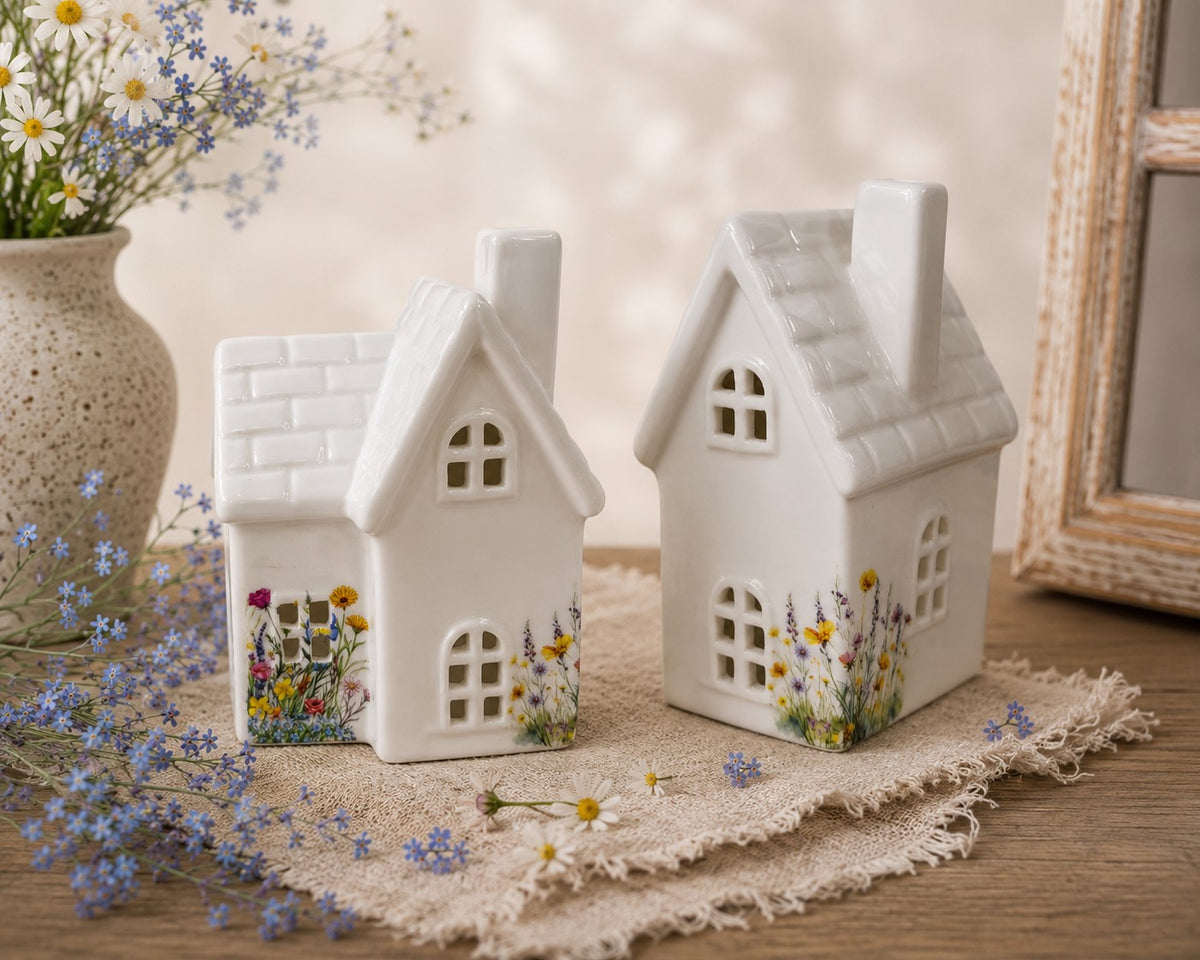 Blooming Cottage Tealight Holder – Ceramic Yellow Rock Home Decor