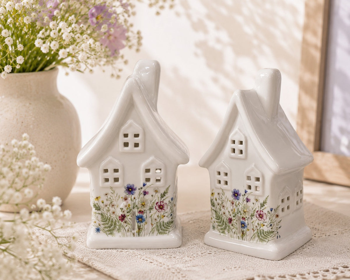 Wildflowers Tealight Holder – Ceramic Yellow Rock Home Decor
