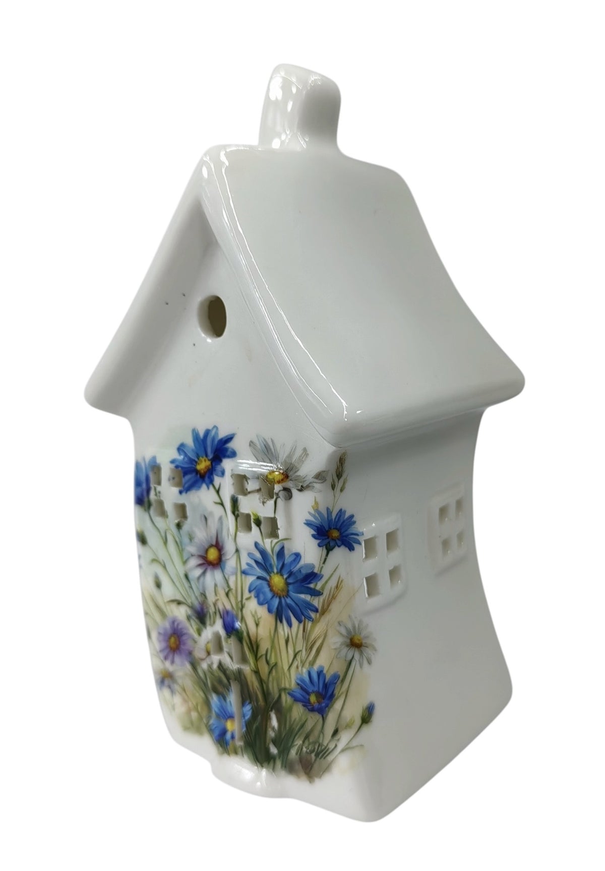 Blue Daisy Tealight Holder – Ceramic Yellow Rock Home Decor
