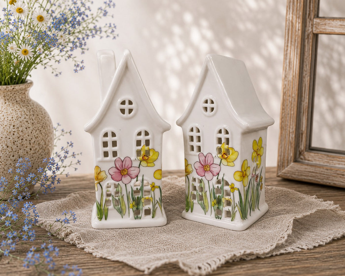 Daisy Delight Tealight Holder – Ceramic Yellow Rock Home Decor