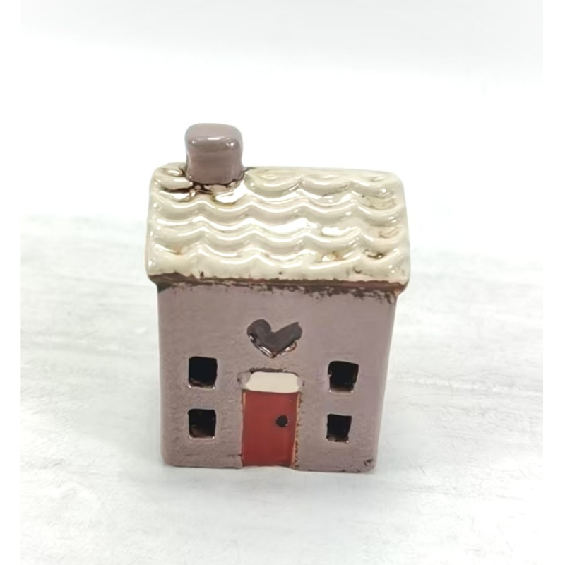 Little Heart House Tealight Holder – Ceramic Cottage Lantern