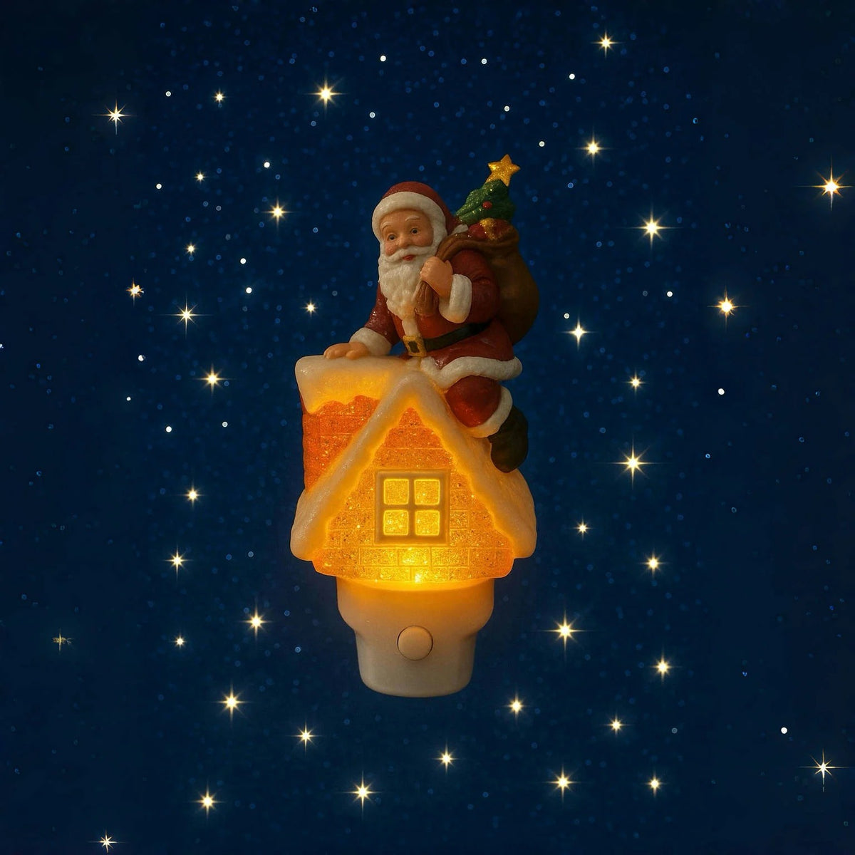 Twinkle Tide Plug-In Christmas Night Light with Santa on Chimney