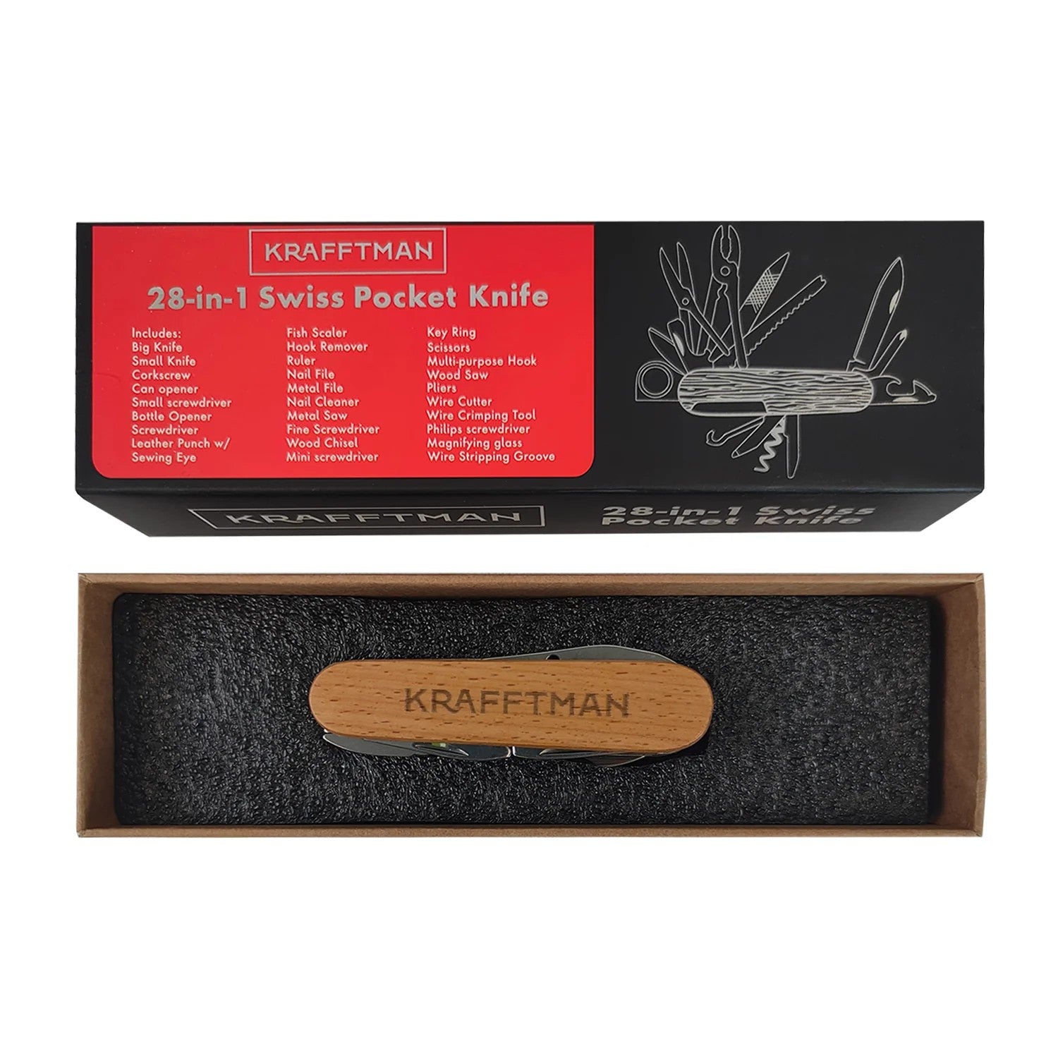 Krafftman Swiss Pocket Knife 28-in-1 Multi Tool