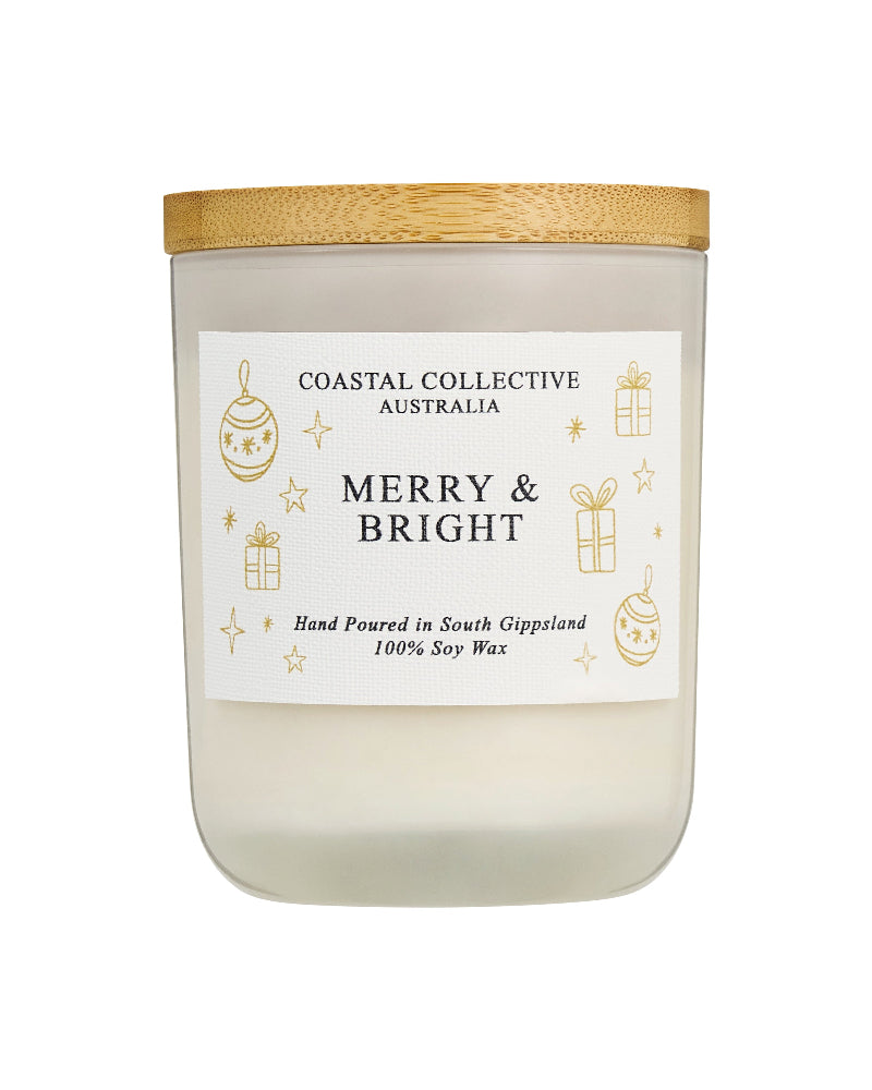“Merry & Bright” Jar Candle – 200 g Soy Wax | Tropical Fruit & Mint Home Fragrance
