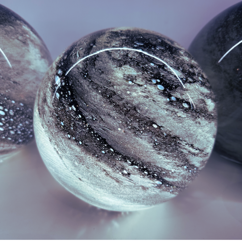 Noir Black Glass Orb Accent Light