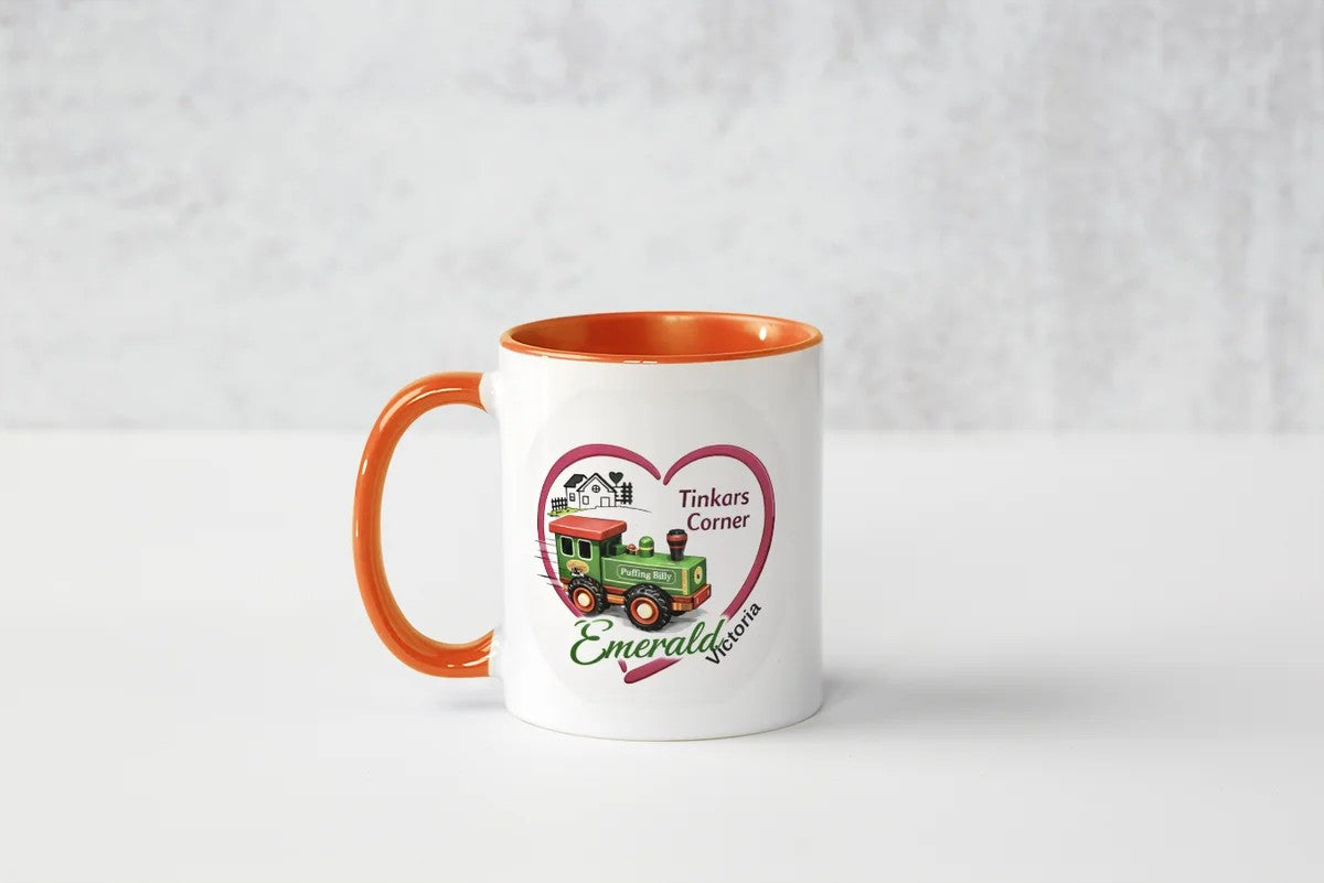 Tinkars Corner Orange Mug | Emerald Victoria Puffing Billy Gift 325ml