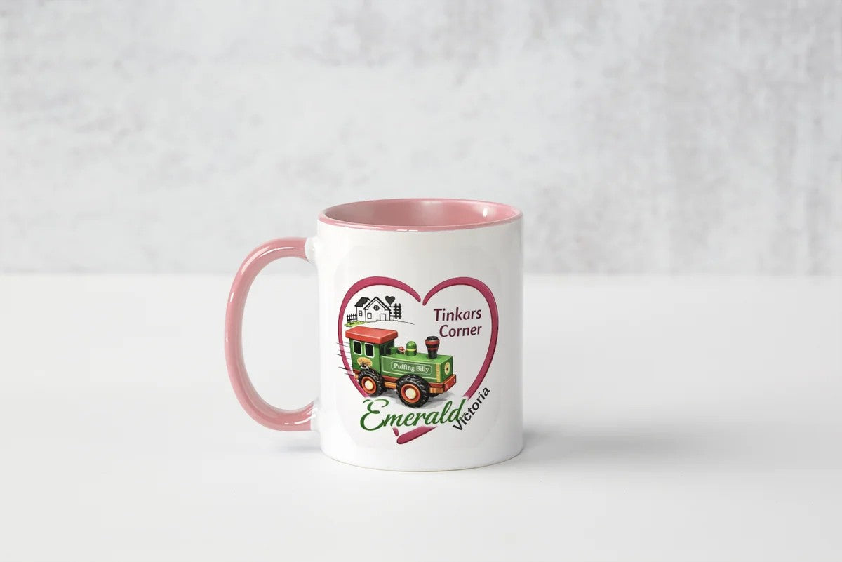 Tinkars Corner Pink Mug | Emerald Victoria Puffing Billy Gift-325 mL