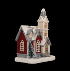 Resin Light-Up Christmas Village House with Church