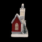 Resin Light-Up Christmas Village House with Church