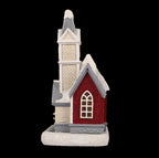 Resin Light-Up Christmas Village House with Church
