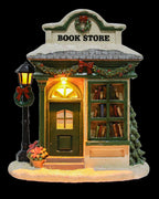 Resin Light-Up Christmas Village House with Book Store