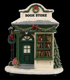 Resin Light-Up Christmas Village House with Book Store