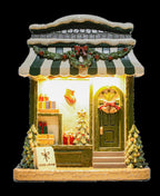 Resin Light-Up Christmas Village House with Gift Store